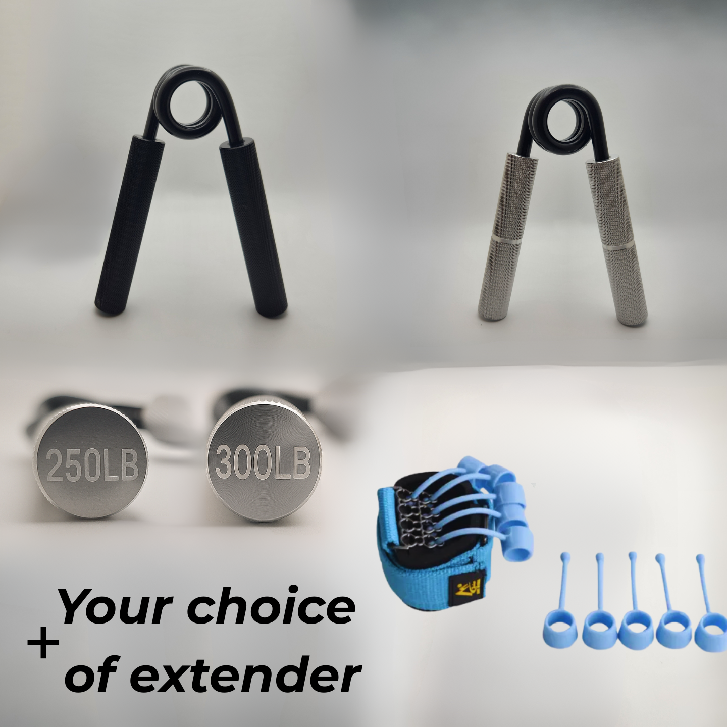 Legend’s Challenge Bundle | 250, 300 LB hand gripper & Legend's extender bundle